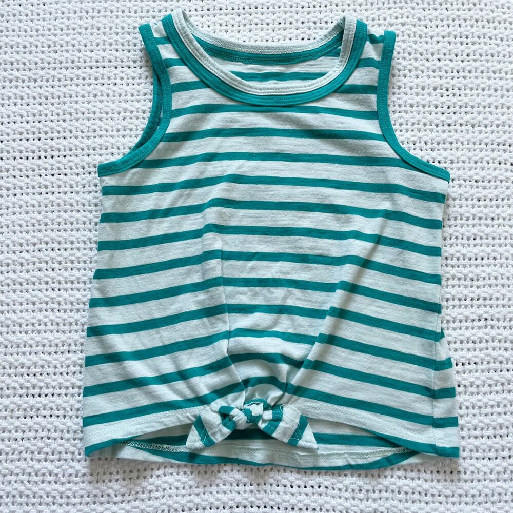 Dip Striped Tie Front Tank